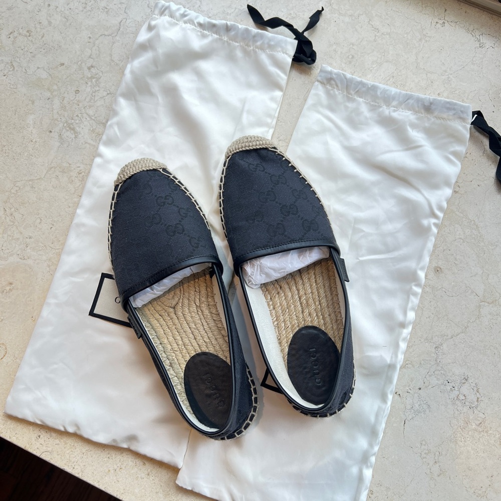 Brand New Black Gucci Monogram Espadrilles